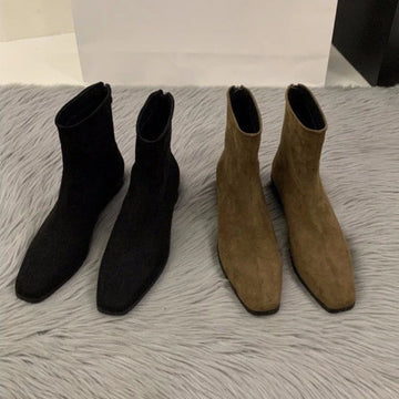 Xajzpa Coarse Heeled Suede Women's Boots Casual Versatile Suitable Daily Shoes Women Trend Winter Trendy Ankle Boots Added Suede